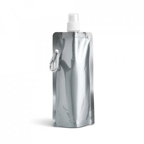 GILDED. Squeeze dobr&aacute;vel em PE com bico de sistema "push-pull" e acabamento metalizado (460 mL) - Cromado satinado