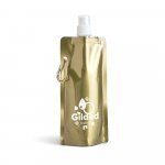 GILDED. Squeeze dobr&aacute;vel em PE com bico de sistema "push-pull" e acabamento metalizado (460 mL) - Dourado satinado