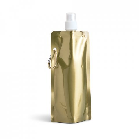 GILDED. Squeeze dobr&aacute;vel em PE com bico de sistema "push-pull" e acabamento metalizado (460 mL) - Dourado satinado