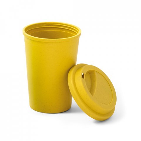 BACURI. Copo para viagem em fibra de bambu (60%) e PP (40%) (450 mL) - Amarelo