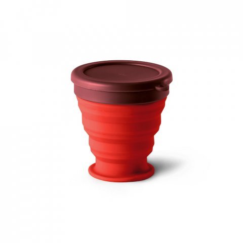 ORTON. Copo de viagem em silicone com tampa em PP (240 mL) - Vermelho