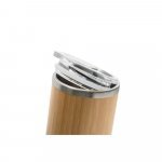 LYCKA. Copo de viagem em a&ccedil;o inox e bambu, t&eacute;rmico com parede dupla isolada a ar e fecho deslizante (350 mL) - Natural