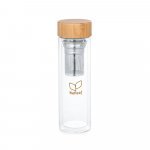 MAKAROVA. Garrafa em vidro borossilicato de parede dupla t&eacute;rmica, isolada a ar, com 2 infusores (490 mL) - Natural