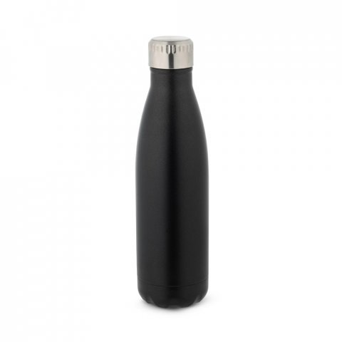 SHOW SATIN. Garrafa t&eacute;rmica em a&ccedil;o inox de parede dupla isolada a v&aacute;cuo (500 mL) - Preto