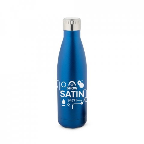 SHOW SATIN. Garrafa t&eacute;rmica em a&ccedil;o inox de parede dupla isolada a v&aacute;cuo (500 mL) - Azul