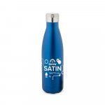 SHOW SATIN. Garrafa t&eacute;rmica em a&ccedil;o inox de parede dupla isolada a v&aacute;cuo (500 mL) - Azul