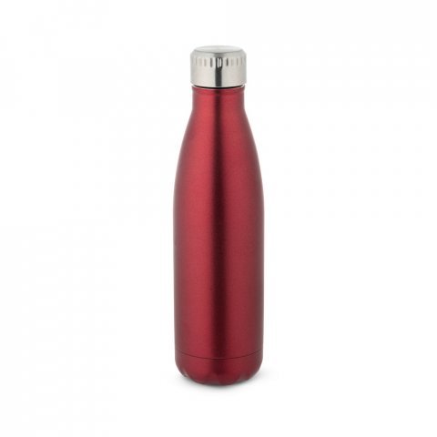 SHOW SATIN. Garrafa t&eacute;rmica em a&ccedil;o inox de parede dupla isolada a v&aacute;cuo (500 mL) - Vermelho