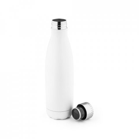 SHOW SATIN. Garrafa t&eacute;rmica em a&ccedil;o inox de parede dupla isolada a v&aacute;cuo (500 mL) - Branco