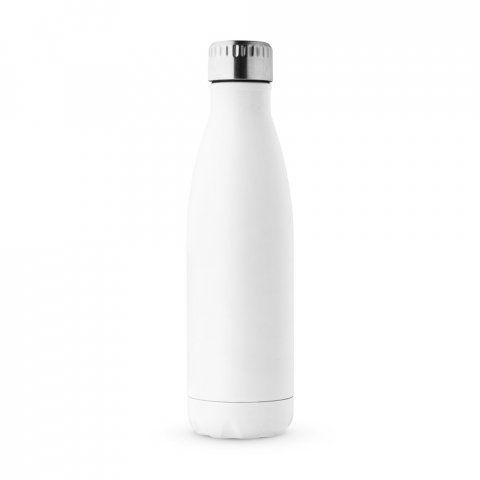 SHOW SATIN. Garrafa t&eacute;rmica em a&ccedil;o inox de parede dupla isolada a v&aacute;cuo (500 mL) - Branco