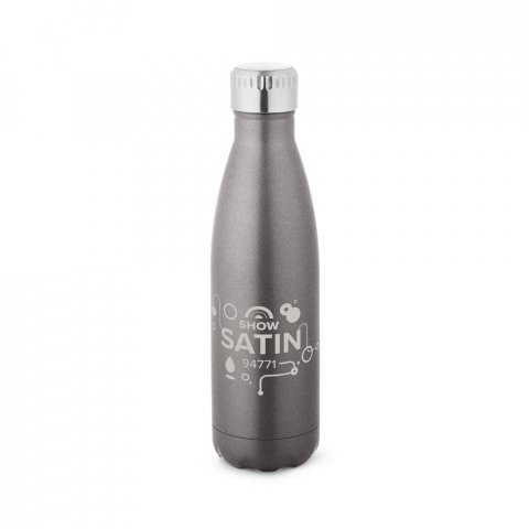 SHOW SATIN. Garrafa t&eacute;rmica em a&ccedil;o inox de parede dupla isolada a v&aacute;cuo (500 mL) - Cinza escuro