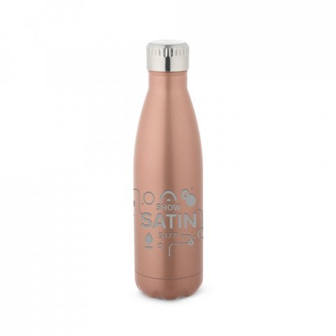 SHOW SATIN. Garrafa t&eacute;rmica em a&ccedil;o inox de parede dupla isolada a v&aacute;cuo (500 mL) - Champanhe