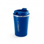 PHELPS. Copo de viagem em a&ccedil;o inox e PP, t&eacute;rmico com parede dupla isolada a v&aacute;cuo (470 mL) - Azul