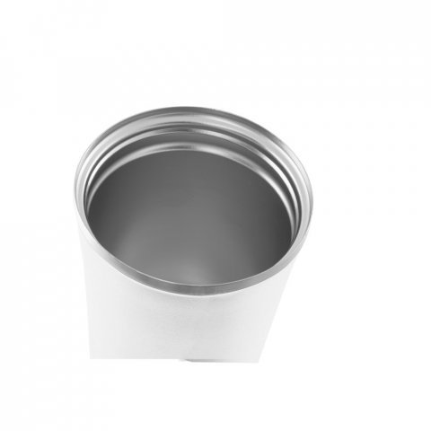 PHELPS. Copo de viagem em a&ccedil;o inox e PP, t&eacute;rmico com parede dupla isolada a v&aacute;cuo (470 mL) - Branco