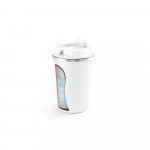 PHELPS. Copo de viagem em a&ccedil;o inox e PP, t&eacute;rmico com parede dupla isolada a v&aacute;cuo (470 mL) - Branco