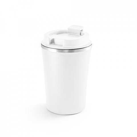 PHELPS. Copo de viagem em a&ccedil;o inox e PP, t&eacute;rmico com parede dupla isolada a v&aacute;cuo (470 mL) - Branco
