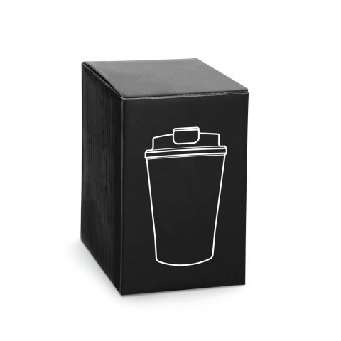 PHELPS. Copo de viagem em a&ccedil;o inox e PP, t&eacute;rmico com parede dupla isolada a v&aacute;cuo (470 mL)