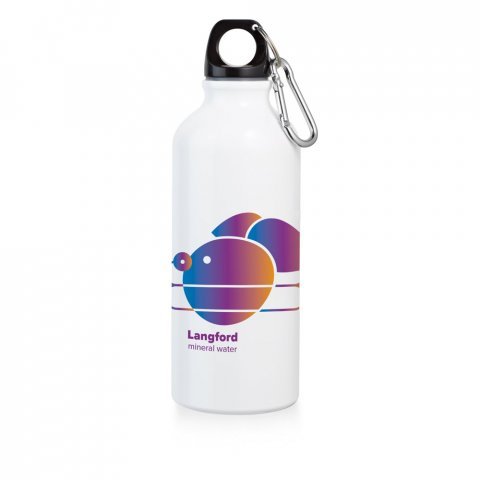 LANGFORD. Squeeze em alum&iacute;nio para sublima&ccedil;&atilde;o com mosquet&atilde;o (500 mL) - Branco