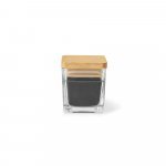 ESSENCE. Vela arom&aacute;tica, de 50 g., em copo de vidro com tampa em bambu - Preto