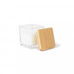 ESSENCE. Vela arom&aacute;tica, de 50 g., em copo de vidro com tampa em bambu - Branco