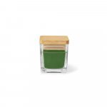 ESSENCE. Vela arom&aacute;tica, de 50 g., em copo de vidro com tampa em bambu - Verde