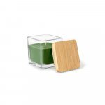 ESSENCE. Vela arom&aacute;tica, de 50 g., em copo de vidro com tampa em bambu - Verde