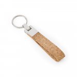 EVANS. Conjunto composto por uma caneta esferogr&aacute;fica e chaveiro, ambos em metal e corti&ccedil;a - Natural