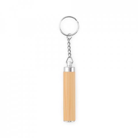 RACHEL. Chaveiro em bambu e ABS com lanterna LED - Natural