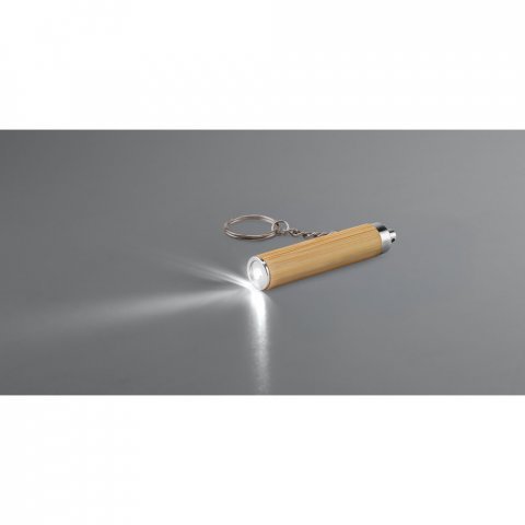 RACHEL. Chaveiro em bambu e ABS com lanterna LED - Natural