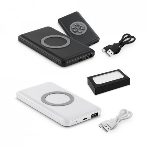 AZOFI. Bateria port&aacute;til e carregador wireless  em alum&iacute;nio 4.000 mAh