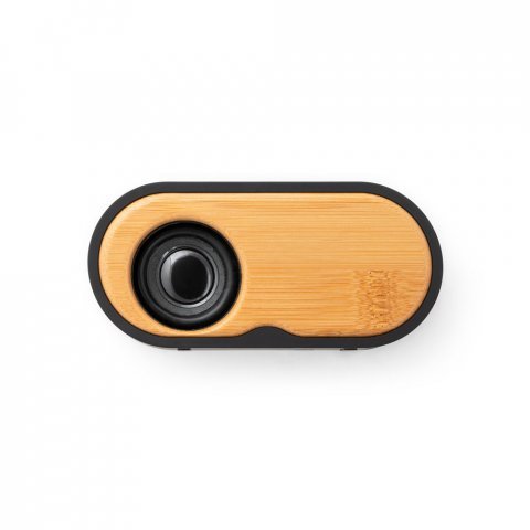 TILLY. Caixa de som port&aacute;til com autonomia de 5h (1.200 mAh), em bambu e ABS 100% reciclado - Preto