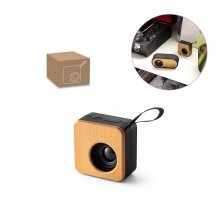 MAYER. Caixa de som port&aacute;til com autonomia de 4h (500 mAh), em bambu e ABS 100% reciclado