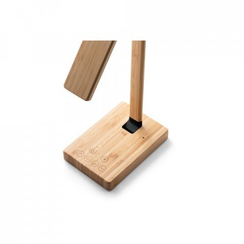 MOREY. Lumin&aacute;ria com carregador por indu&ccedil;&atilde;o super-r&aacute;pido (15W), em bambu - Natural