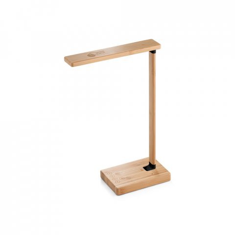 MOREY. Lumin&aacute;ria com carregador por indu&ccedil;&atilde;o super-r&aacute;pido (15W), em bambu - Natural