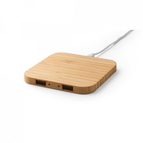 DALTON. Carregador por indu&ccedil;&atilde;o super-r&aacute;pido em bambu (15 W) - Natural