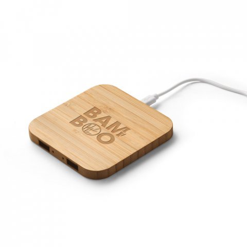 DALTON. Carregador por indu&ccedil;&atilde;o super-r&aacute;pido em bambu (15 W) - Natural