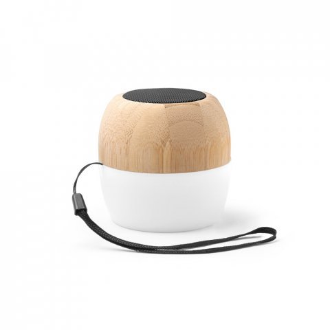 KALAM. Caixa de som port&aacute;til com microfone e autonomia de 2h (300 mAh), em bambu e PP - Natural