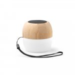 KALAM. Caixa de som port&aacute;til com microfone e autonomia de 2h (300 mAh), em bambu e PP - Natural