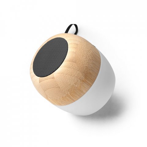 KALAM. Caixa de som port&aacute;til com microfone e autonomia de 2h (300 mAh), em bambu e PP - Natural
