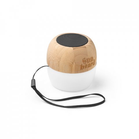 KALAM. Caixa de som port&aacute;til com microfone e autonomia de 2h (300 mAh), em bambu e PP - Natural