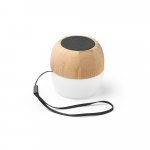 KALAM. Caixa de som port&aacute;til com microfone e autonomia de 2h (300 mAh), em bambu e PP - Natural