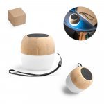 KALAM. Caixa de som port&aacute;til com microfone e autonomia de 2h (300 mAh), em bambu e PP