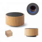 ARBER. Caixa de som port&aacute;til com microfone e autonomia de 2h (300 mAh), em bambu e ABS