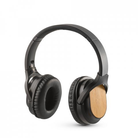 GOULD. Fones de ouvido wireless com autonomia de 5h (400 mAh), em bambu e ABS - Preto