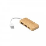 MOSER. Hub em bambu com 2 portas que permite a transfer&ecirc;ncia de dados - Natural