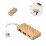 MOSER. Hub em bambu com 2 portas que permite a transfer&ecirc;ncia de dados