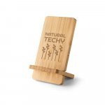 LANGE. Carregador por indu&ccedil;&atilde;o super-r&aacute;pido e suporte em bambu para smartphone (15 W) - Natural