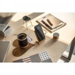LANGE. Carregador por indu&ccedil;&atilde;o super-r&aacute;pido e suporte em bambu para smartphone (15 W)