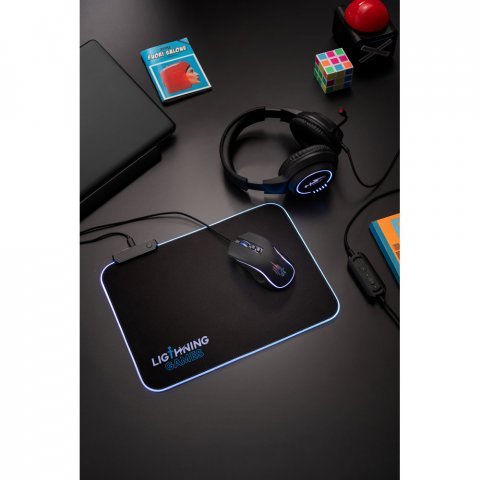 THORNE MOUSEPAD RGB. Tapete para jogos em poli&eacute;ster com base antiderrapante em borracha