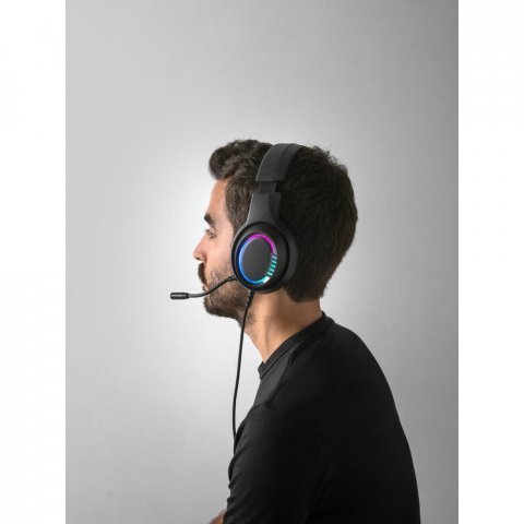 THORNE HEADSET RGB. Fones de ouvido para jogos com luzes RGB e microfone de alta qualidade - Preto