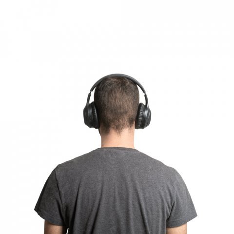 BETTENCOURT. Fones de ouvido wireless dobr&aacute;veis com ANC e autonomia de 15h, em ABS 100% reciclado - Preto